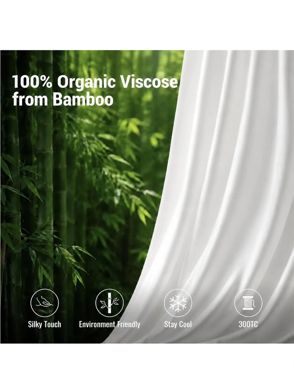 NEW Queen Duvet Cover Set 3 Pieces, 100% Organic Viscose derived from Bamboo